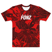 FONZU RED LEAF PATTERN T-SHIRT